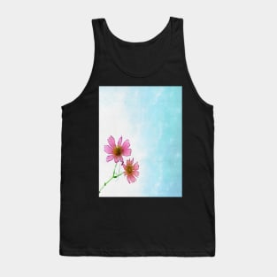 Beautiful pink cosmos flowers falling in the air Tank Top